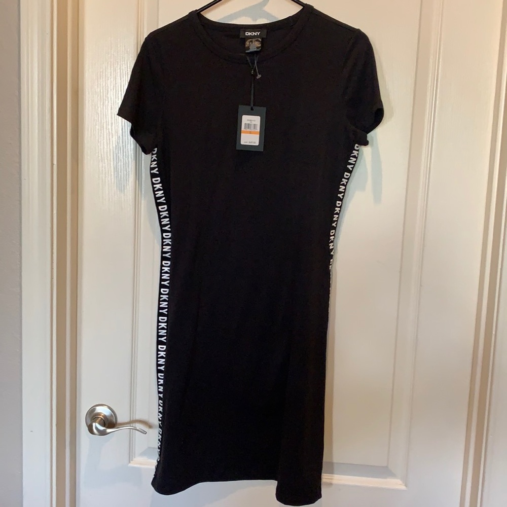 DKNY black dress with logo down sides